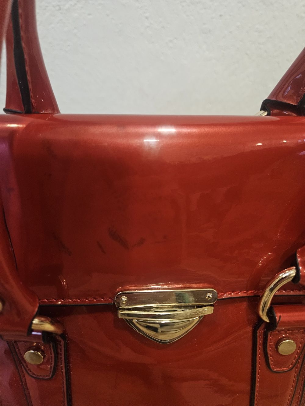 New Michael Kors Red Patent Leather Satchel - Picture 8 of 16